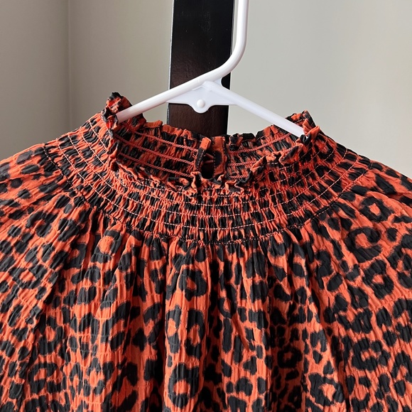 LOFT Leopard/Cheetah Print Smock High Neck Blouse - M - Picture 4 of 8